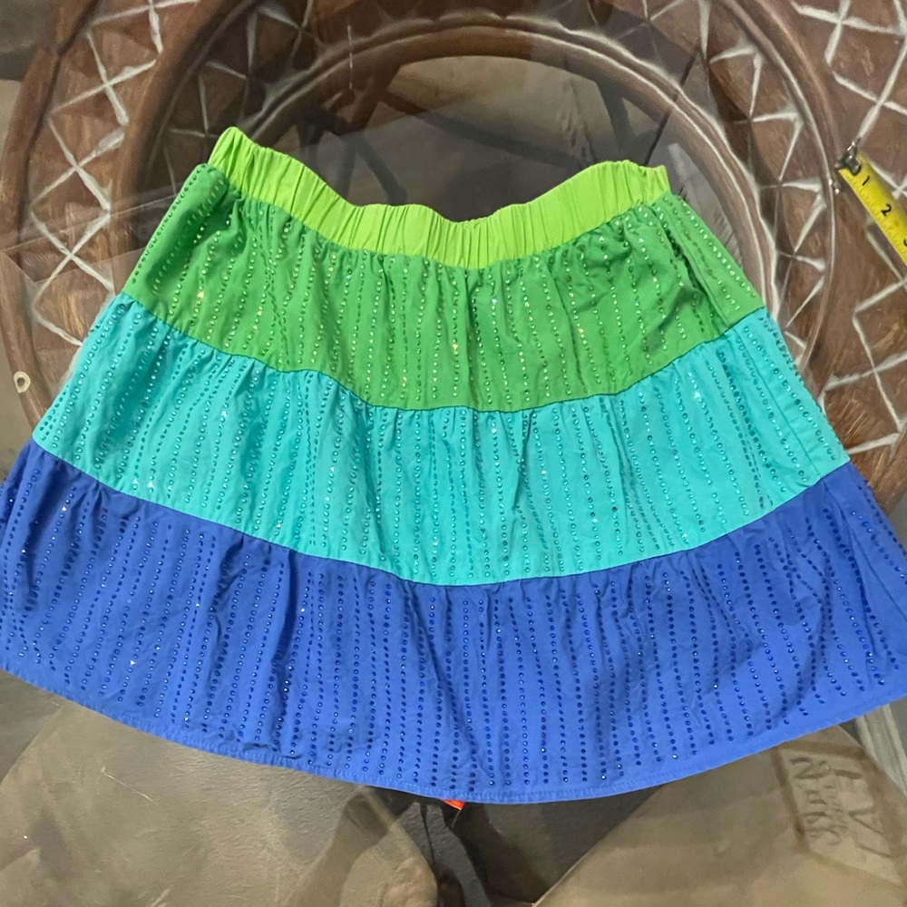Queen of sparkles blue/green skirt with built in shorts  size XS